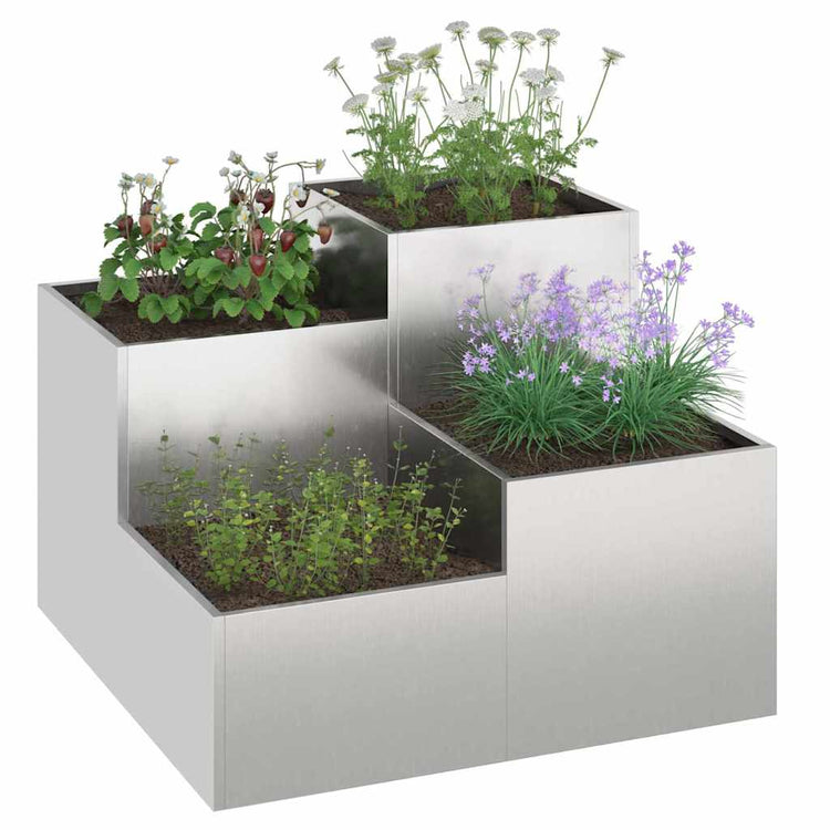 Vidaxx pot de fleur de jardin argent 100 x 100 x 60 cm acier inoxydable