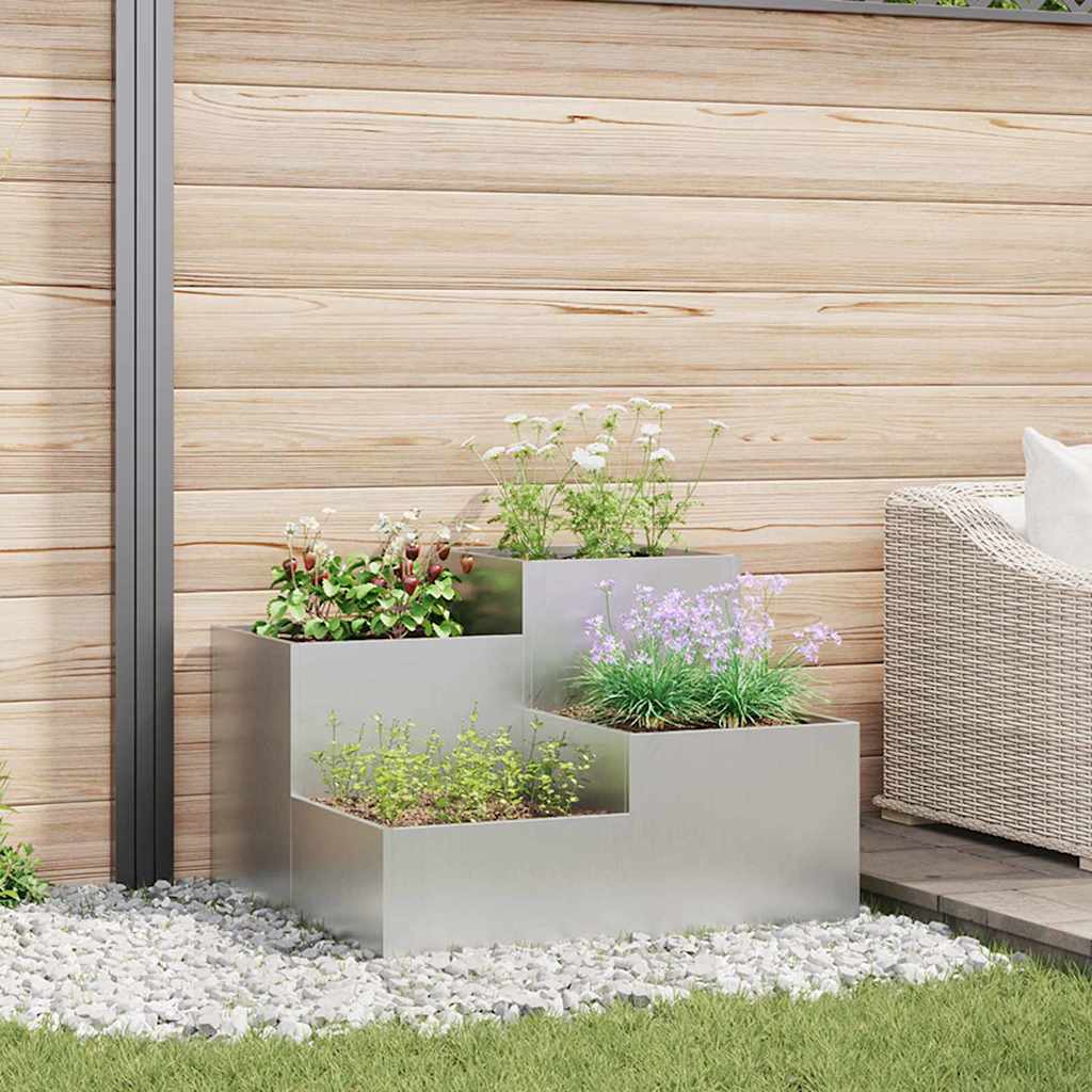 Vidaxl pot de fleur de jardin argent 100 x 100 x 60 cm acier galvanisé