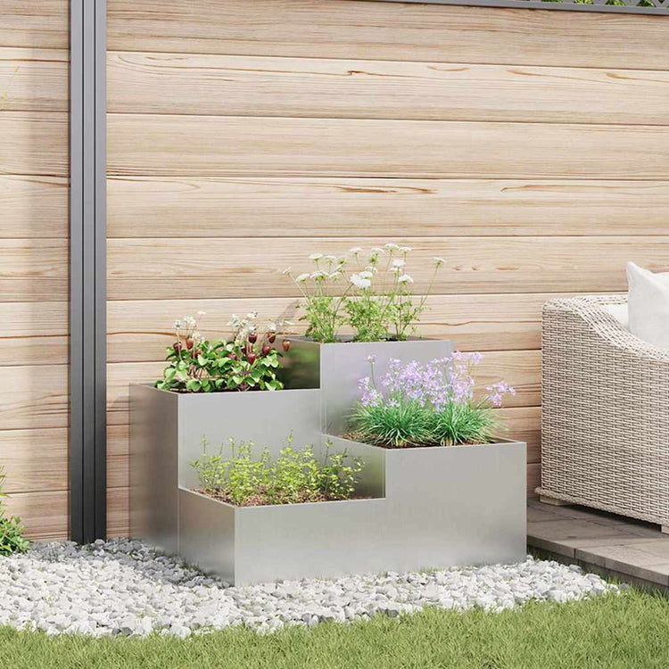 Vidaxl pot de fleur de jardin argent 100 x 100 x 60 cm acier galvanisé