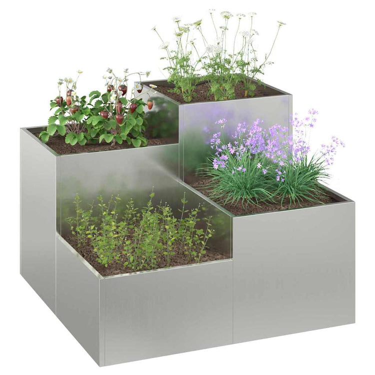 Vidaxl pot de fleur de jardin argent 100 x 100 x 60 cm acier galvanisé