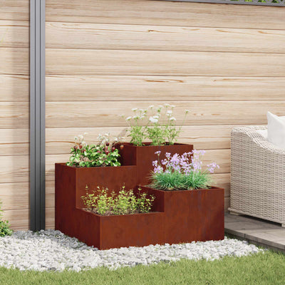 Vidaxl pot de fleur de jardin rouillé 100 x 100 x 60 cm acier corten