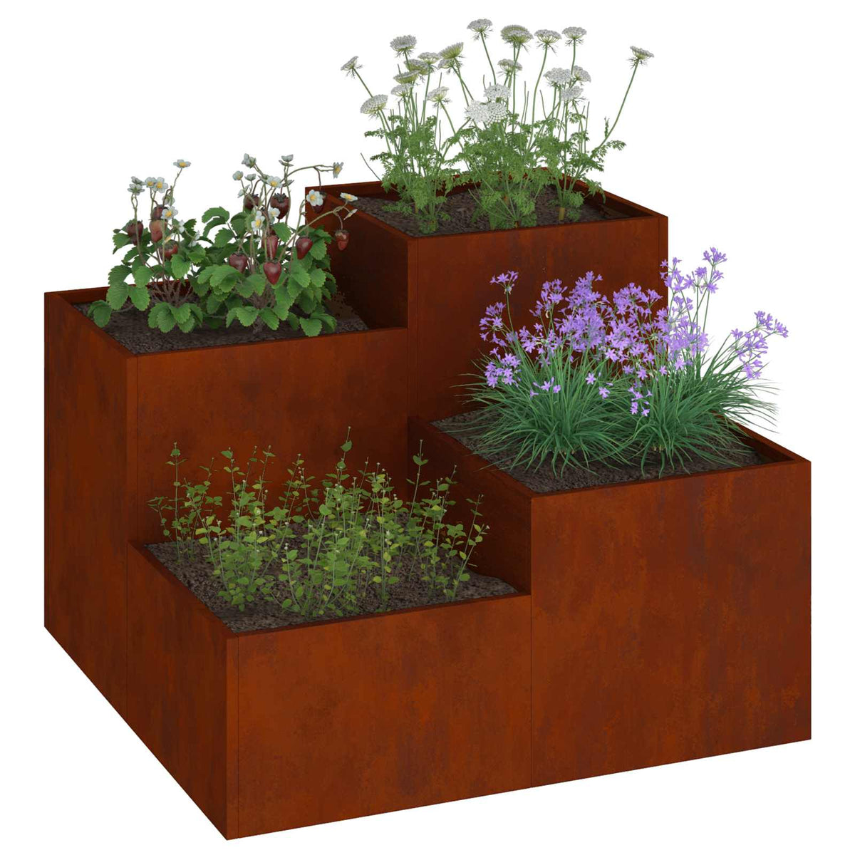 Vidaxl pot de fleur de jardin rouillé 100 x 100 x 60 cm acier corten