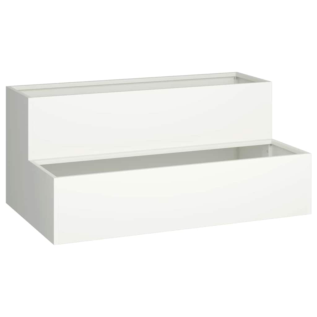 Vidaxl pot de fleur de jardin blanc 100 x 60 x 45 cm acier laminé à froid