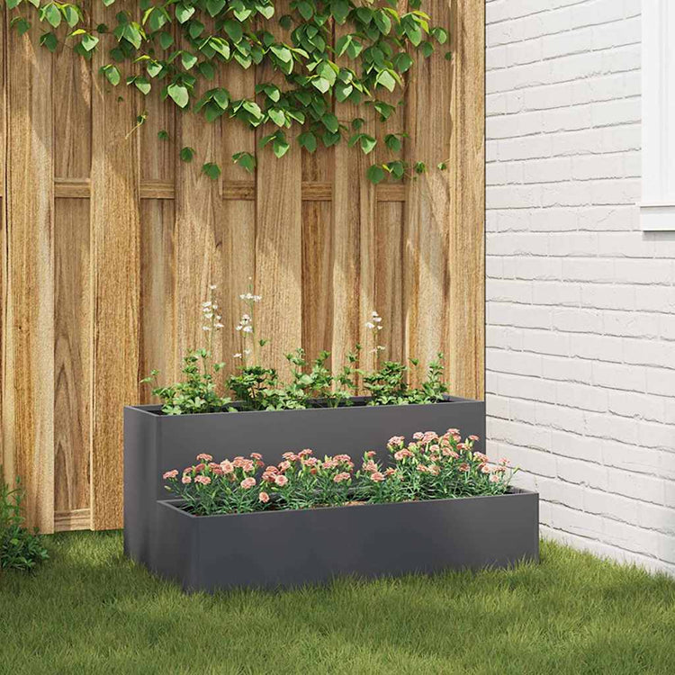 Vidaxl pot de fleur de jardin anthracite 100 x 60 x 45 cm acier laminé à froid