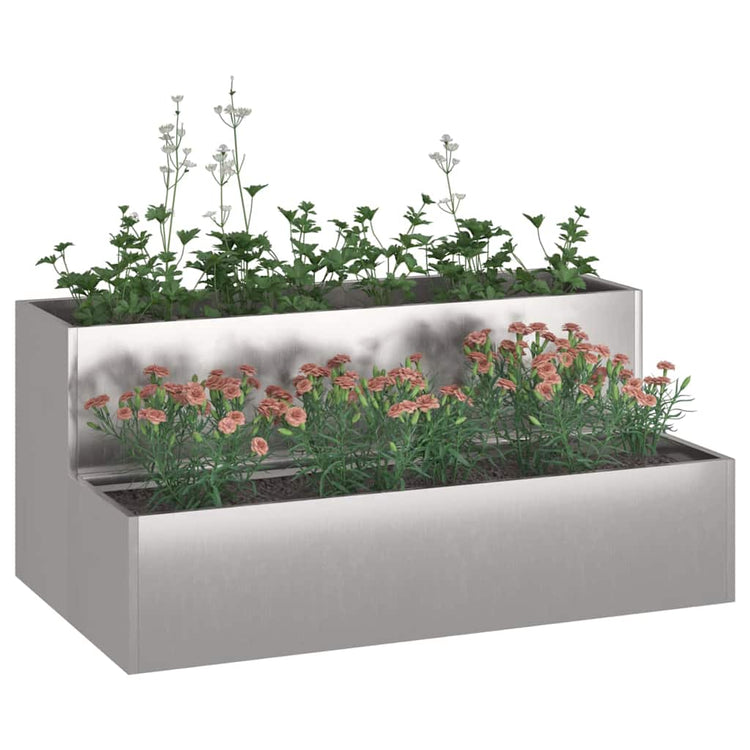 VidaXL pot de fleur de jardin argent 100 x 60 x 45 cm acier inoxydable