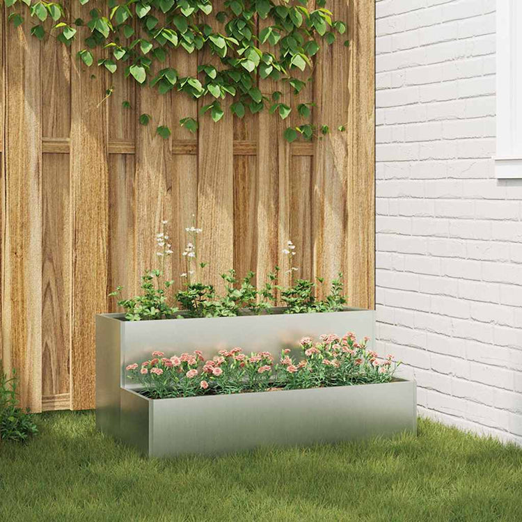 Vidaxl pot de fleur de jardin argent 100 x 60 x 45 cm acier galvanisé