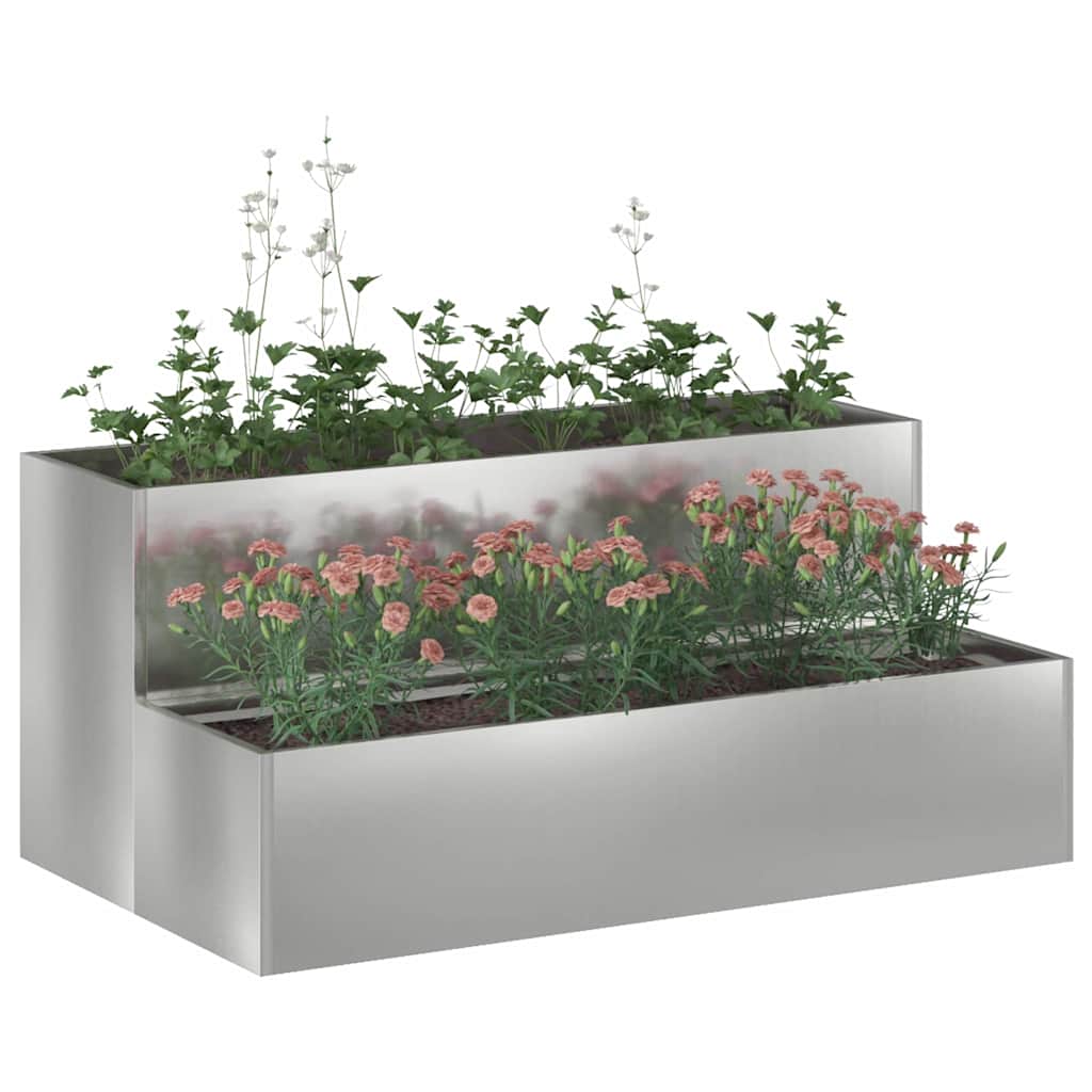 Vidaxl pot de fleur de jardin argent 100 x 60 x 45 cm acier galvanisé