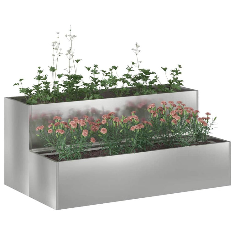 Vidaxl pot de fleur de jardin argent 100 x 60 x 45 cm acier galvanisé