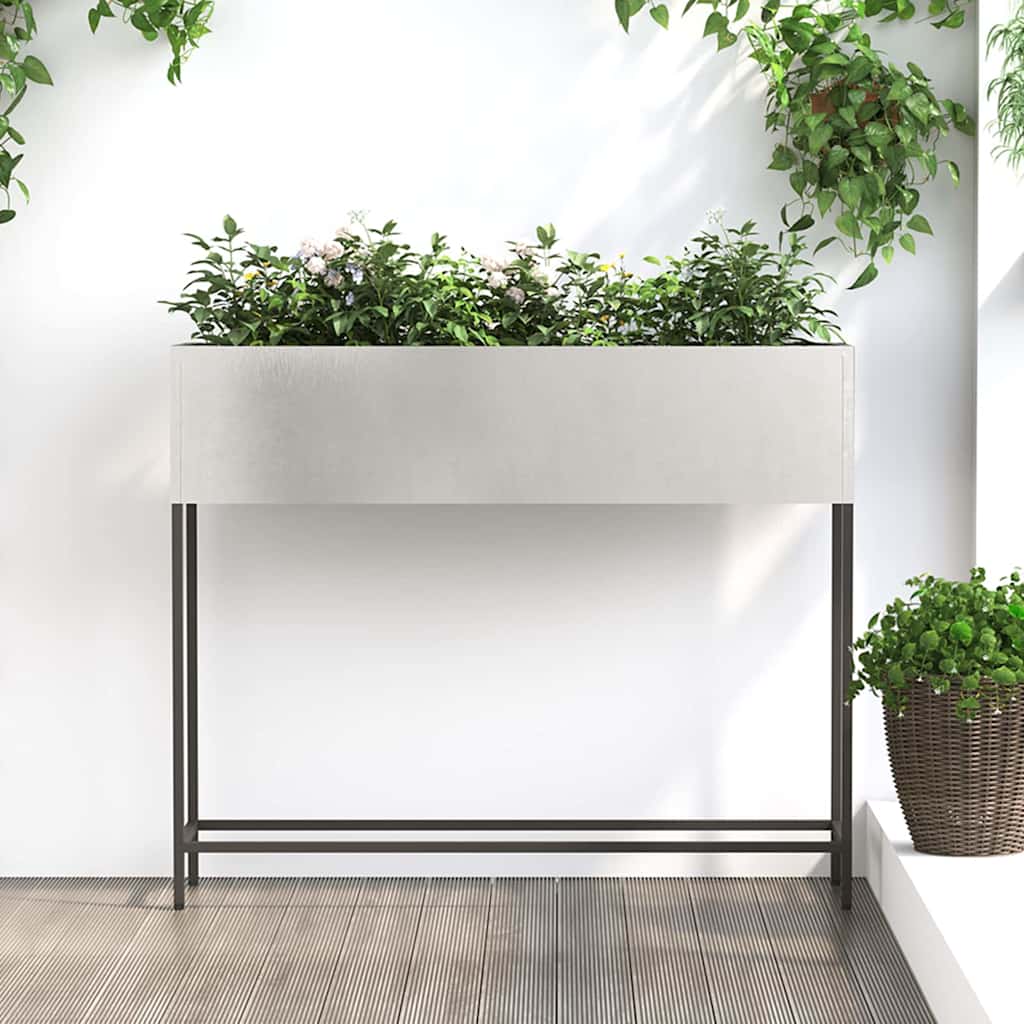 Vidaxl jardinière surélevée argent 100 x 26 x 82 cm acier inoxydable