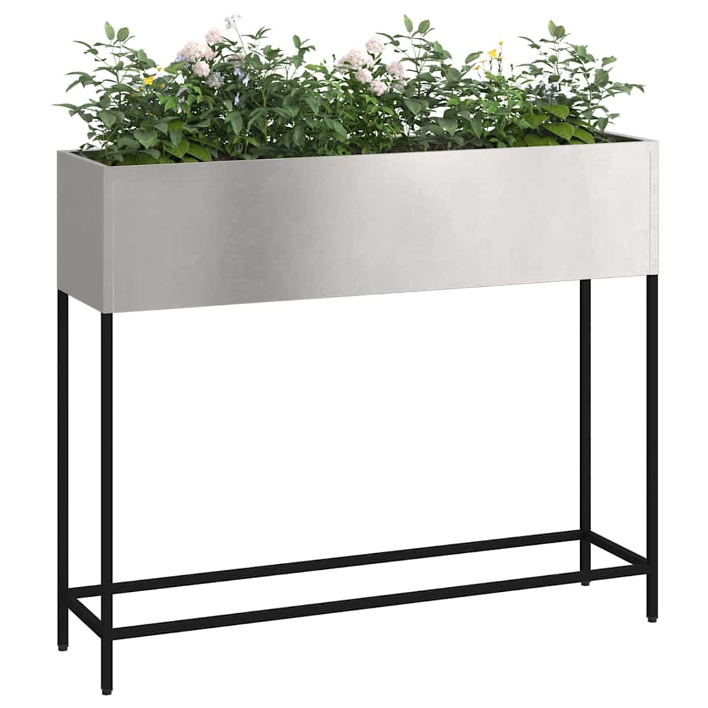Vidaxl jardinière surélevée argent 100 x 26 x 82 cm acier inoxydable