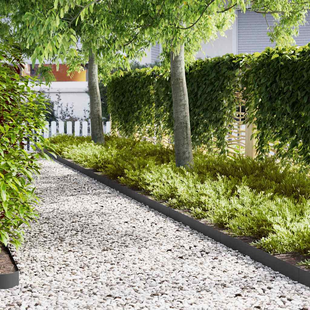 Vidaxl bordure de jardin 30 pcs noir 100 x 0,05 x 20 cm acier laminé à froid