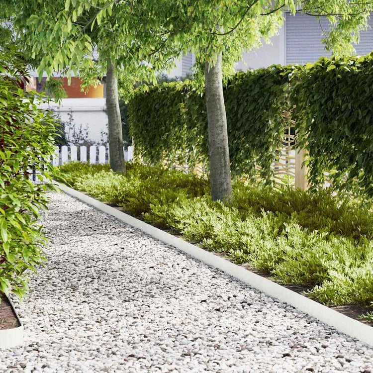 Vidaxl bordure de jardin 30 pcs blanc 100 x 0,05 x 20 cm acier laminé à froid