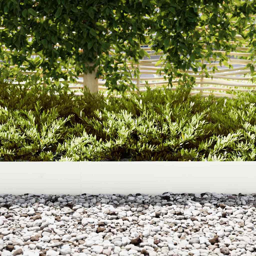 Vidaxl bordure de jardin 10 pcs blanc 100 x 0,05 x 20 cm acier laminé à froid