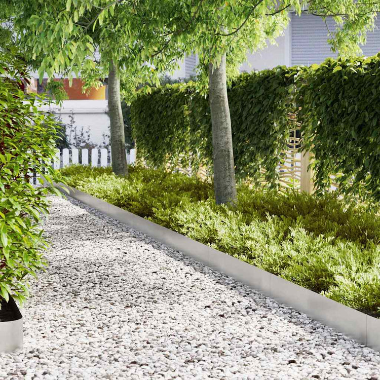 Vidaxxl bordure de jardin 10 pcs argent 100 x 0,05 x 20 cm acier inoxydable