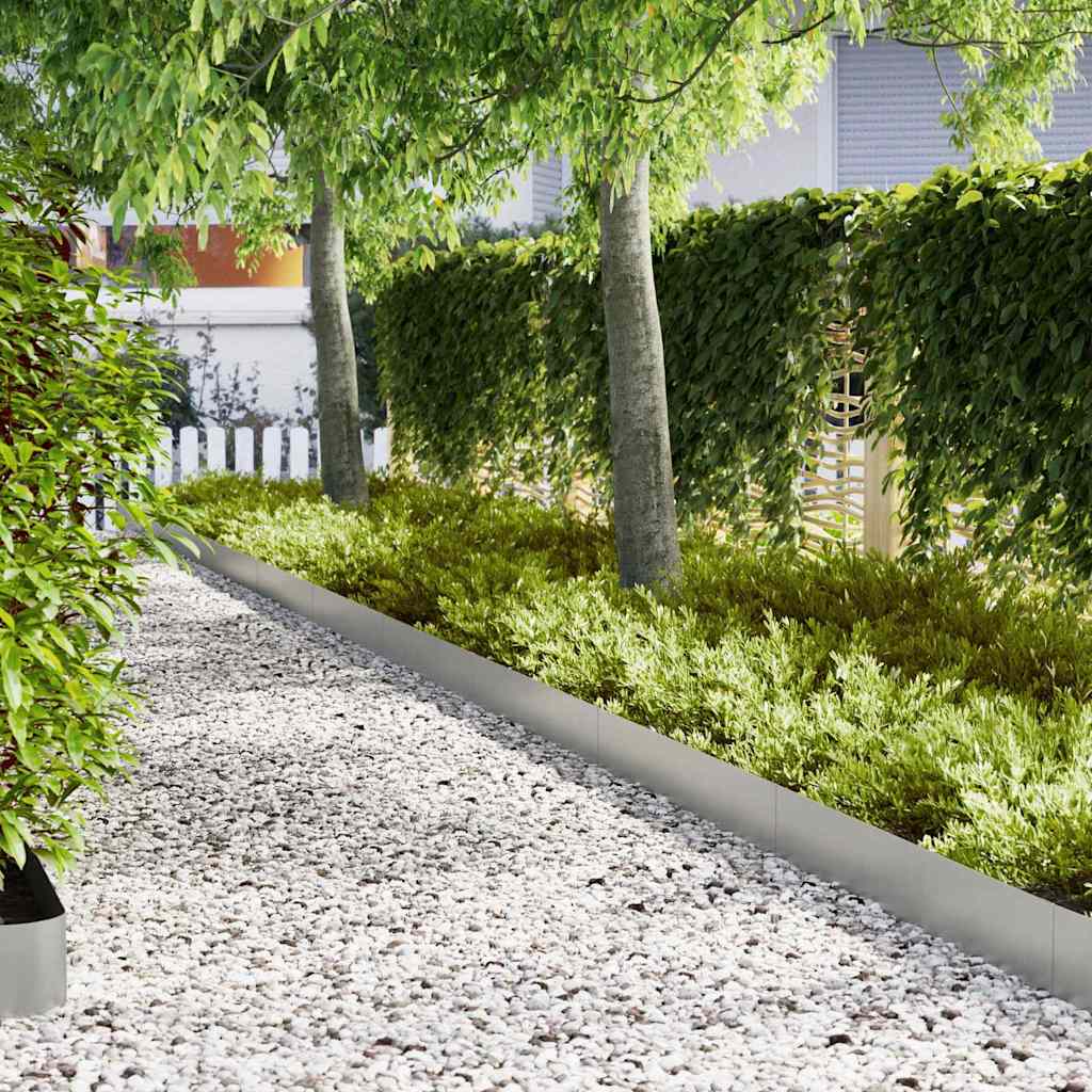 Vidaxl bordure de jardin 30 pcs argent 100 x 0,05 x 20 cm acier galvanisé