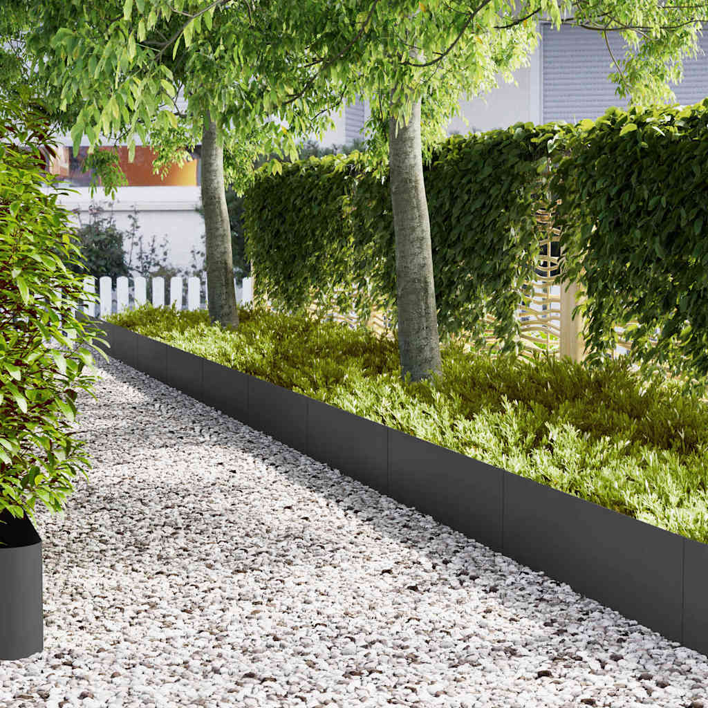 Vidaxl bordure de jardin 10 pcs noir 100 x 0,05 x 20 cm acier laminé à froid