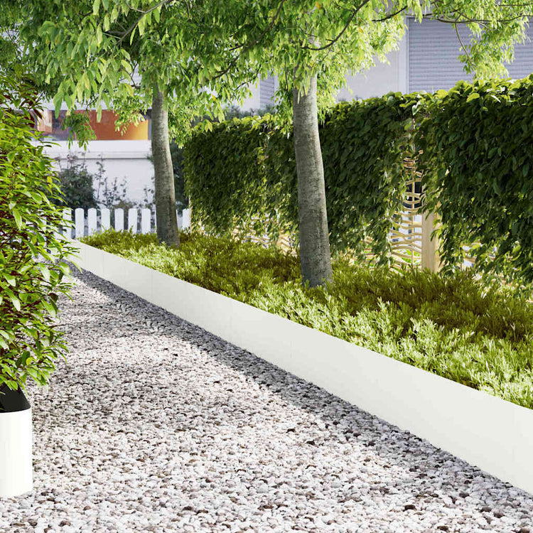Vidaxl bordure de jardin 10 pcs blanc 100 x 0,05 x 20 cm acier laminé à froid