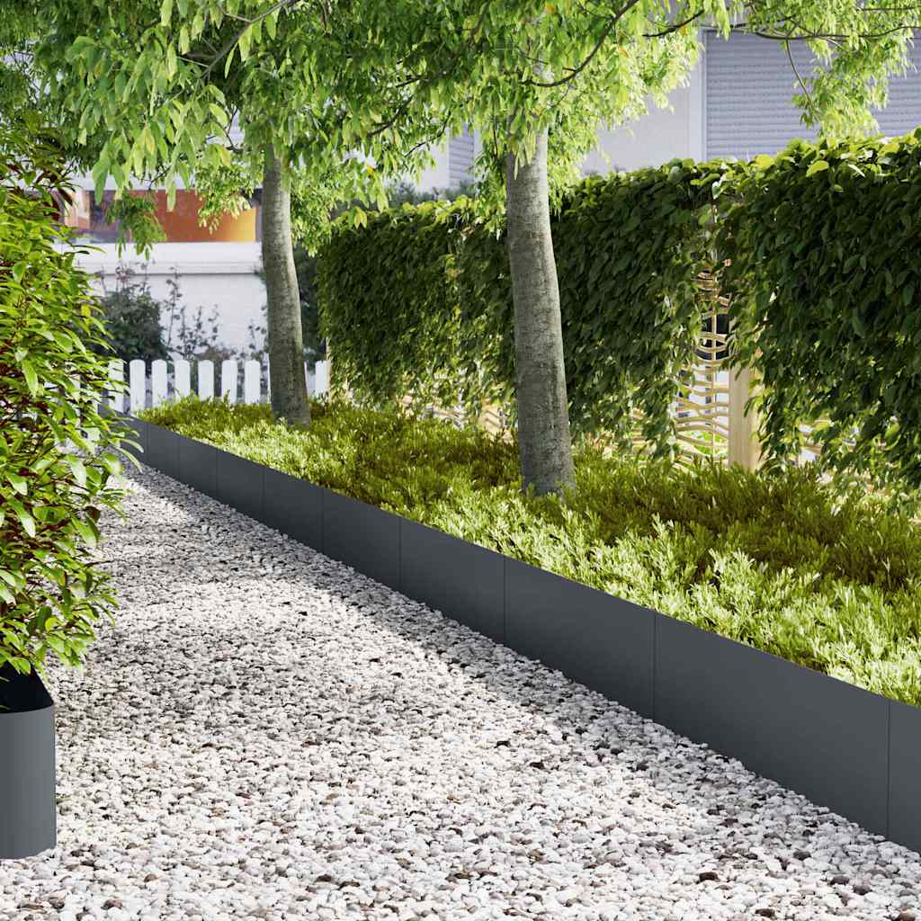 Vidaxl bordure de jardin 20 pcs anthracite 100 x 0,05 x 20 cm acier laminé à froid