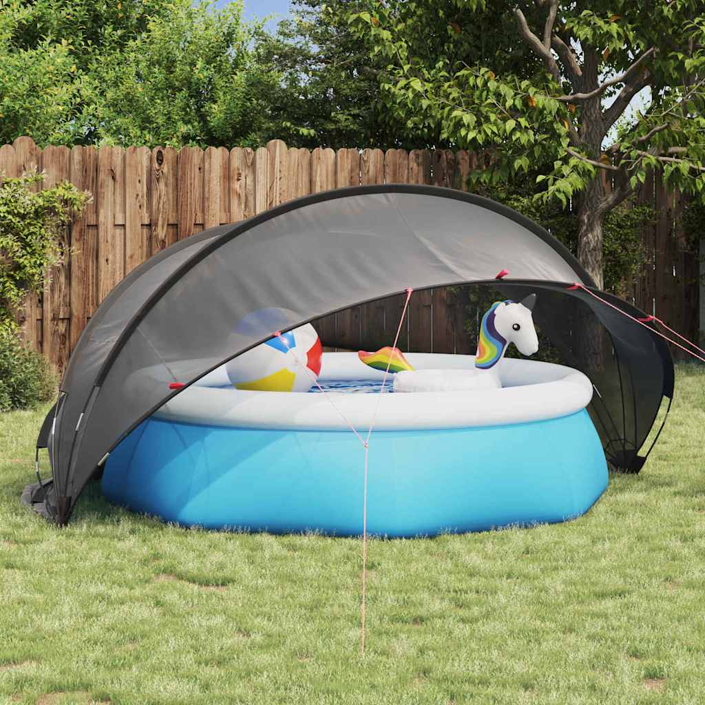 Dôme de piscine Vidaxl noir 336 x 322 x 160 cm polyester 185t avec revêtement PU