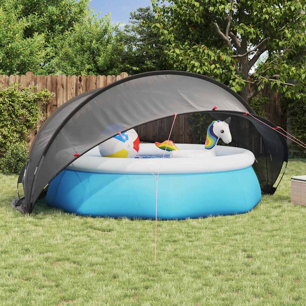 Dôme de piscine Vidaxl noir 405 x 405 x 192 cm polyester 185t avec revêtement PU