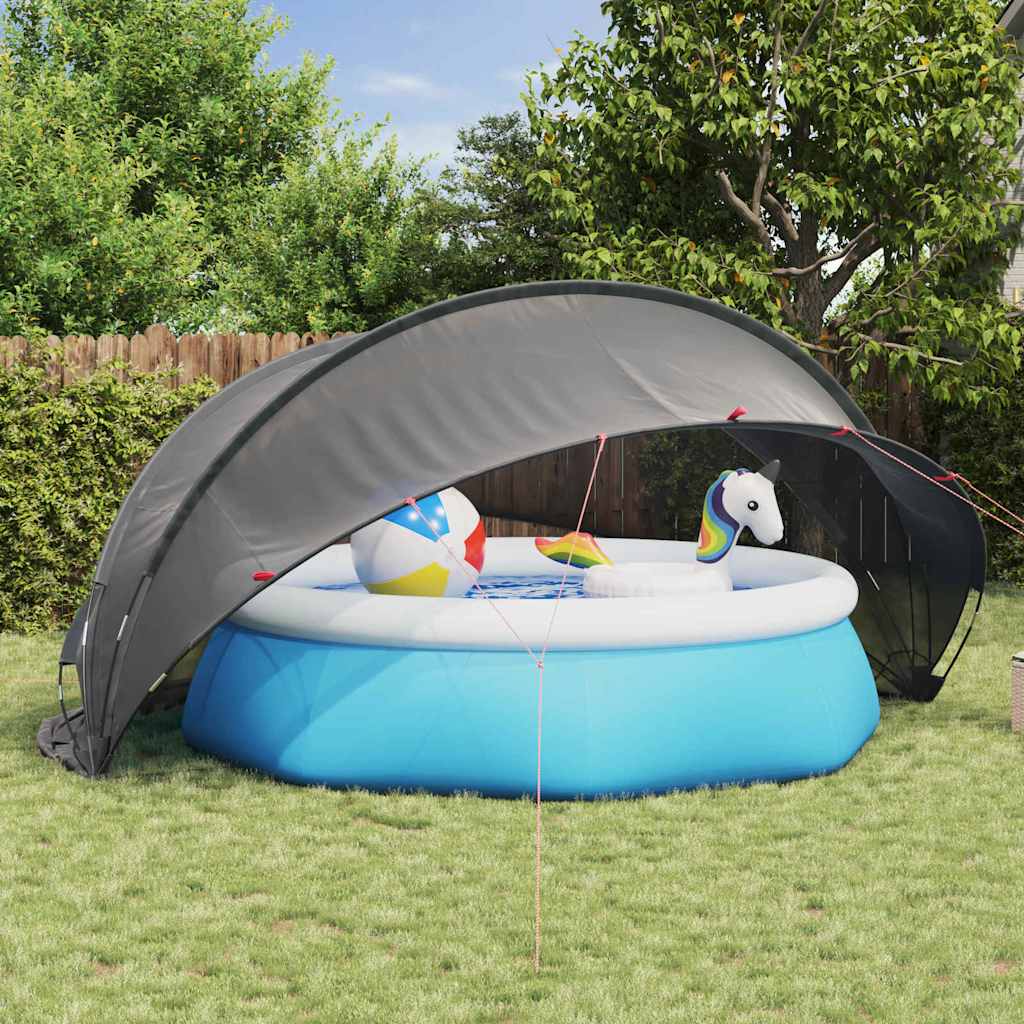 Dôme de piscine Vidaxl noir 472 x 460 x 229 cm polyester 185t avec revêtement PU