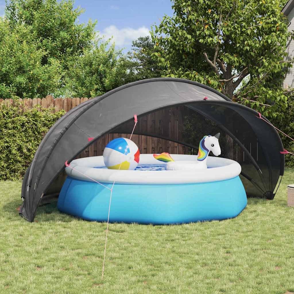 Dôme de piscine Vidaxl noir 500 x 500 x 236 cm polyester 185t avec revêtement PU