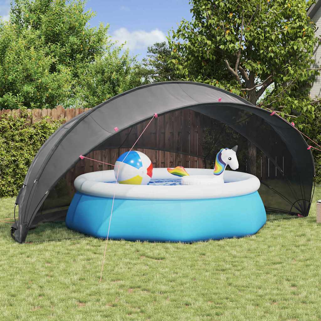 Dôme de piscine Vidaxl noir 546 x 516 x 250 cm polyester 185t avec revêtement PU