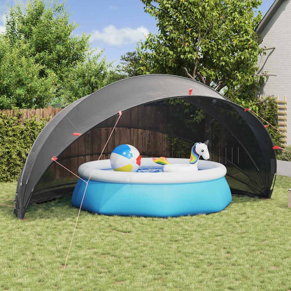 Dôme de piscine Vidaxl noir 592 x 590 x 275 cm polyester 185t avec revêtement PU