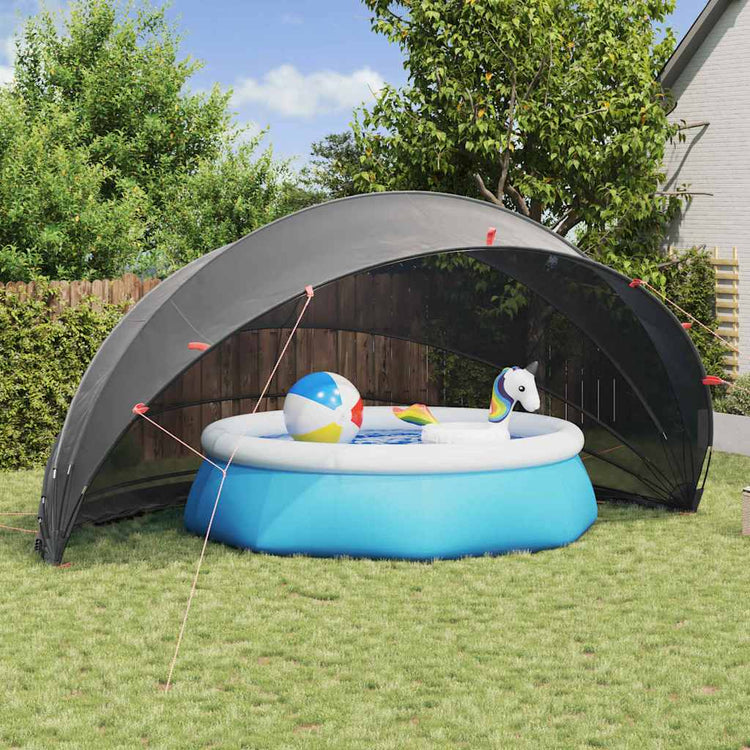 Dôme de piscine Vidaxl noir 592 x 590 x 275 cm polyester 185t avec revêtement PU