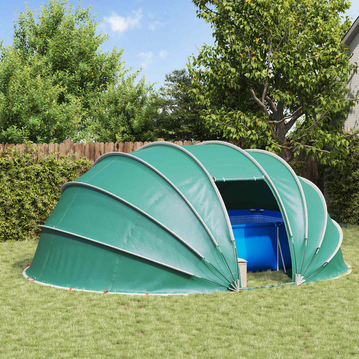 VidaXL tente de piscine dôme bleu 538 x 440 x 204 cm