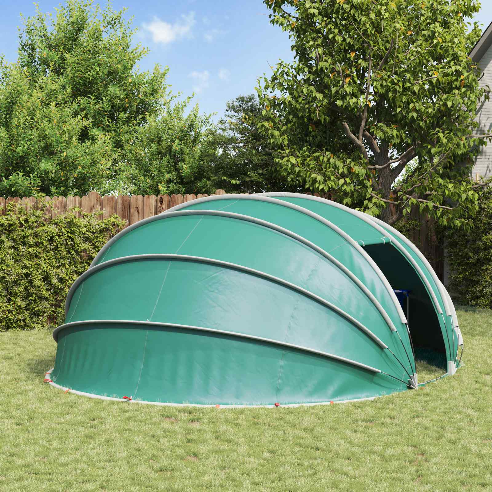 VidaXL tente de piscine dôme bleu 538 x 440 x 204 cm