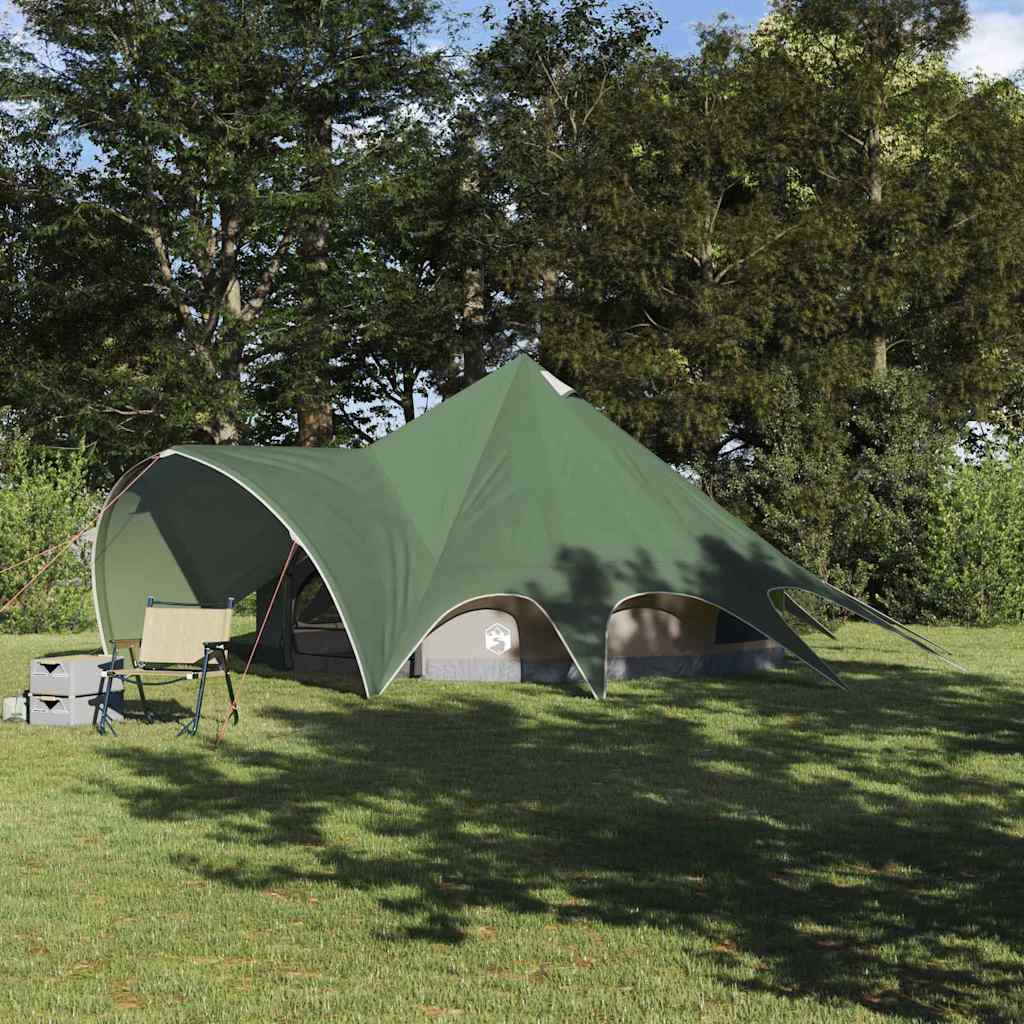 Tente tipi Vidaxl avec toit vert et gris 600 x 600 x 347 cm