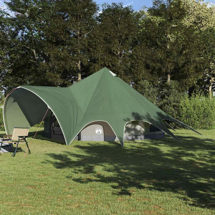 Tente tipi Vidaxl avec toit vert et gris 600 x 600 x 347 cm
