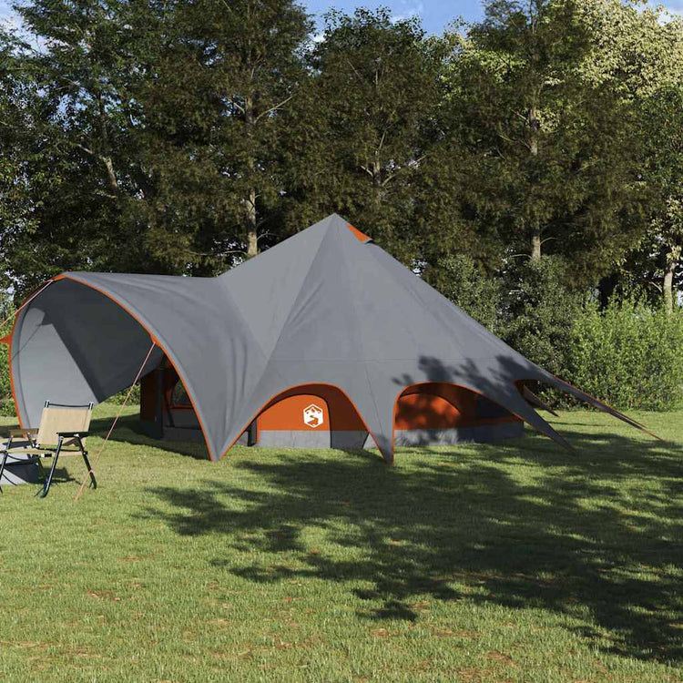 Tente tipi Vidaxl avec toit gris et orange 600 x 600 x 347 cm