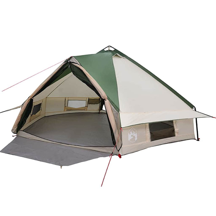 Tente tipi Vidaxl avec toit avec rangements vert et blanc 490 x 410 x 210 cm