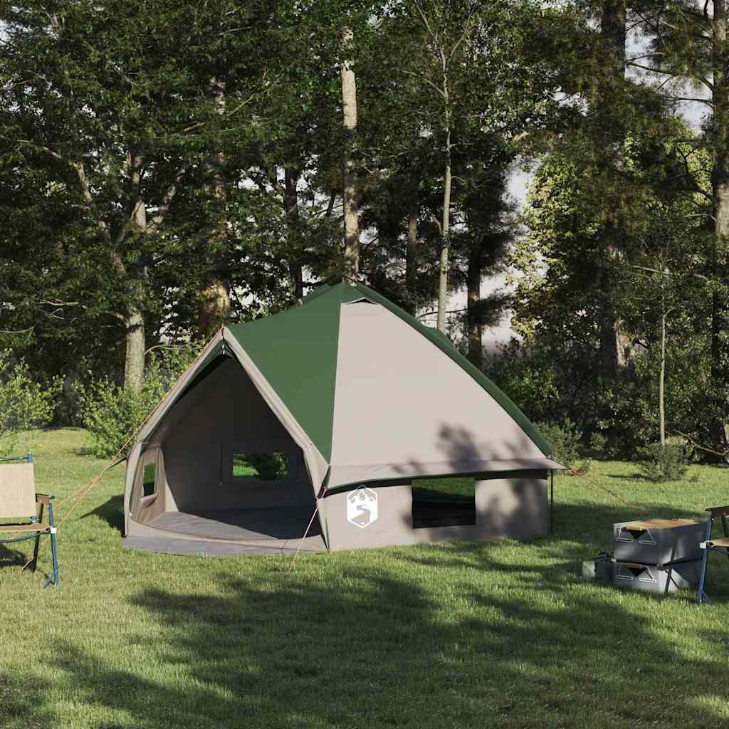 Tente tipi Vidaxl avec toit avec rangements vert et blanc 490 x 410 x 210 cm