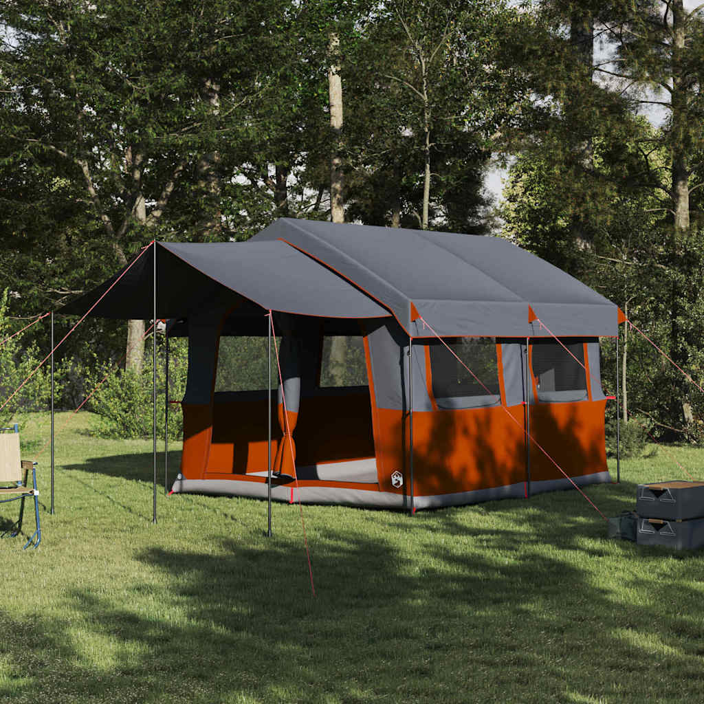 Tente familiale Vidaxx avec toit gris et orange 324 x 255 x 230 cm