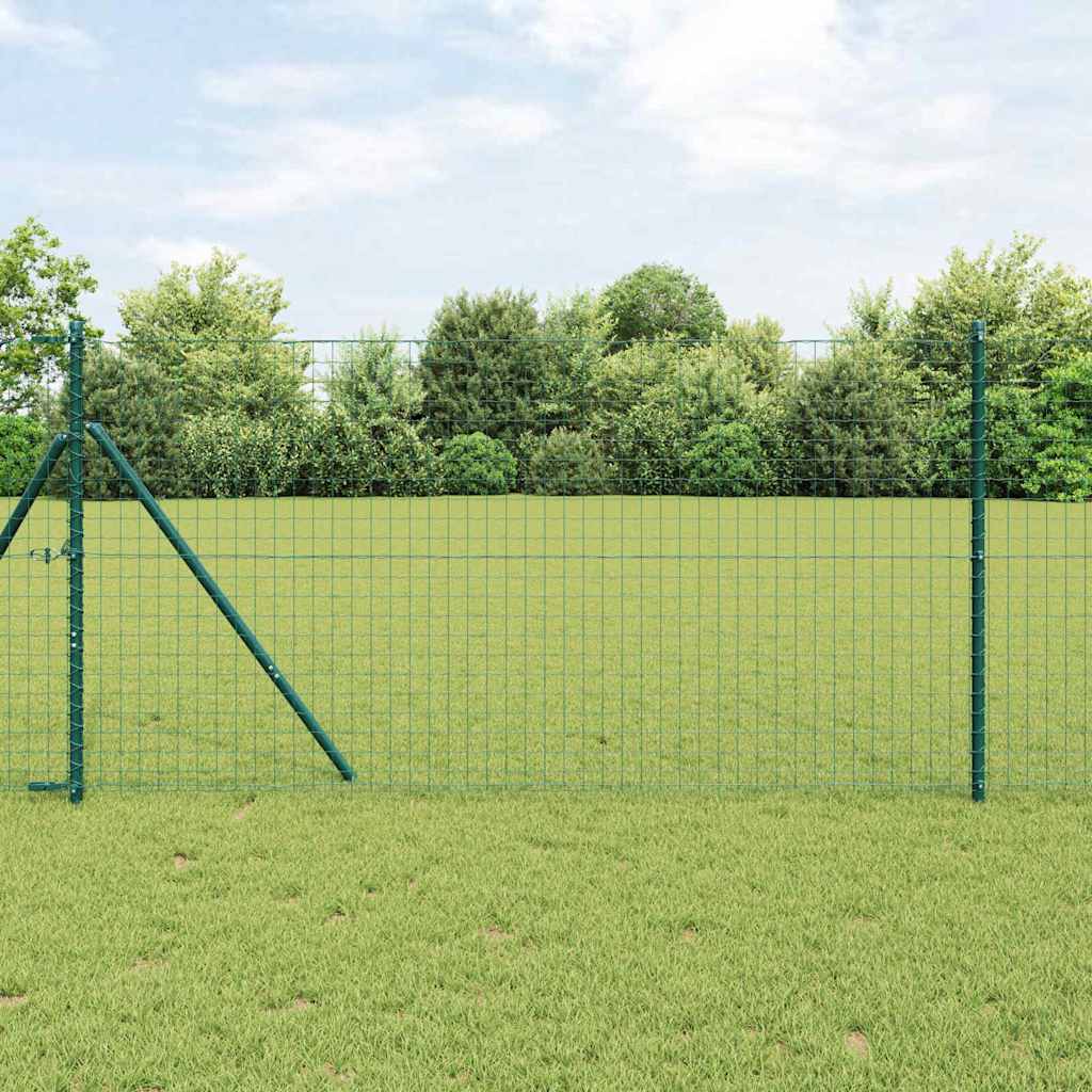 Vidaxl poteau de clôture 13 pcs acier vert