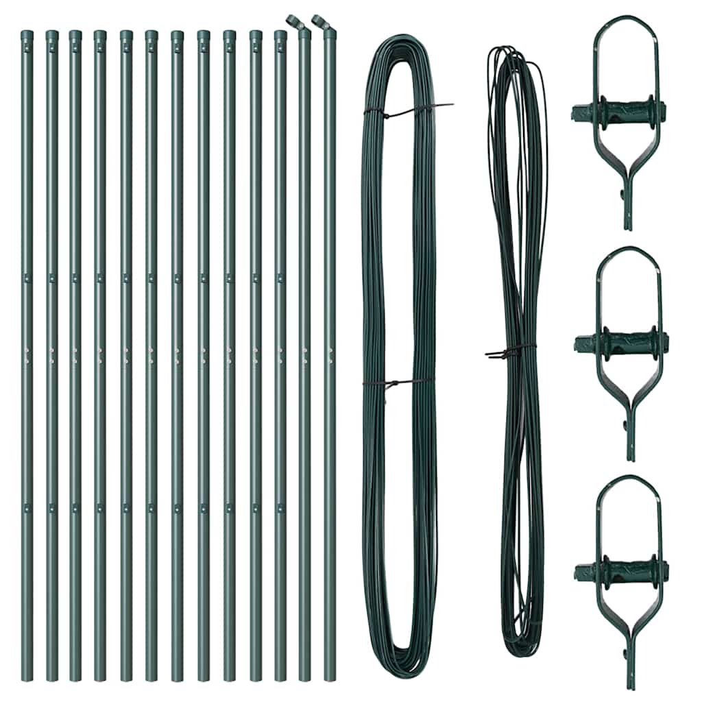 Vidaxl poteau de clôture 13 pcs acier vert