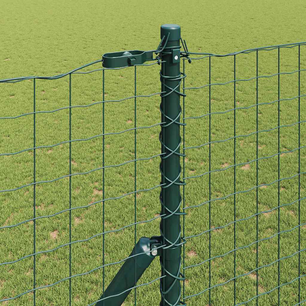 Vidaxl poteau de clôture 7 pcs acier vert