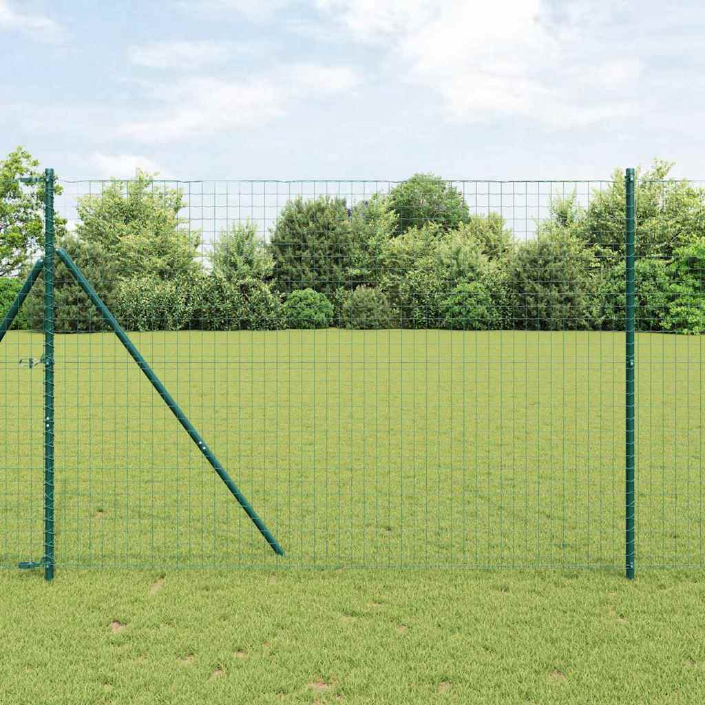 Vidaxl poteau de clôture 7 pcs acier vert