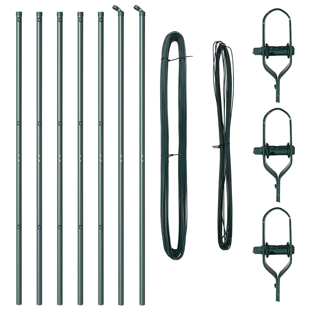 Vidaxl poteau de clôture 7 pcs acier vert