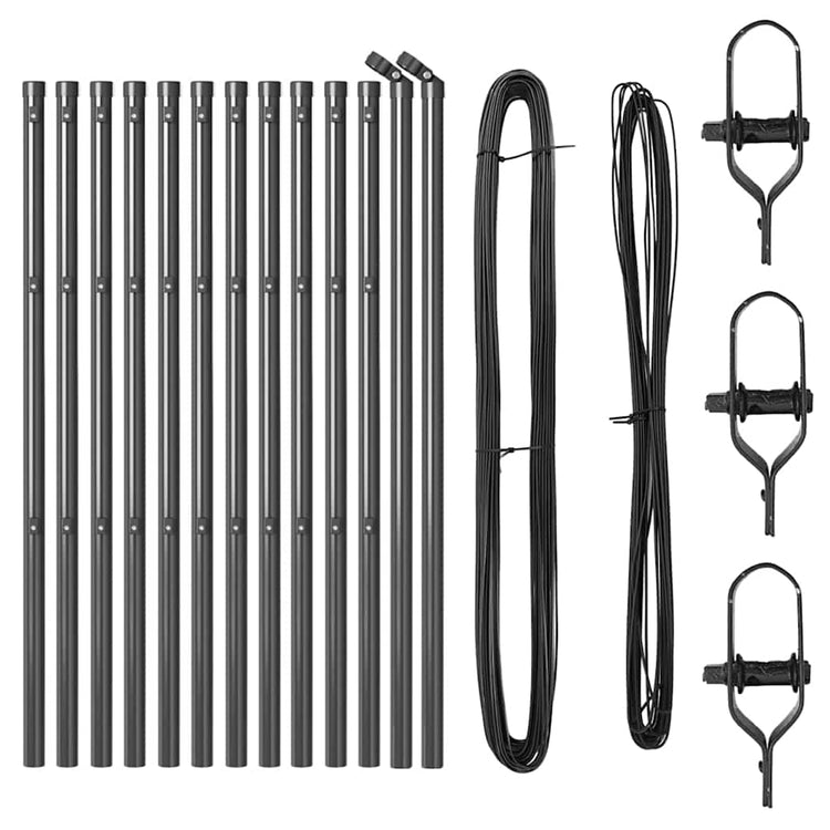 Vidaxl poteau de clôture 13 pcs acier gris