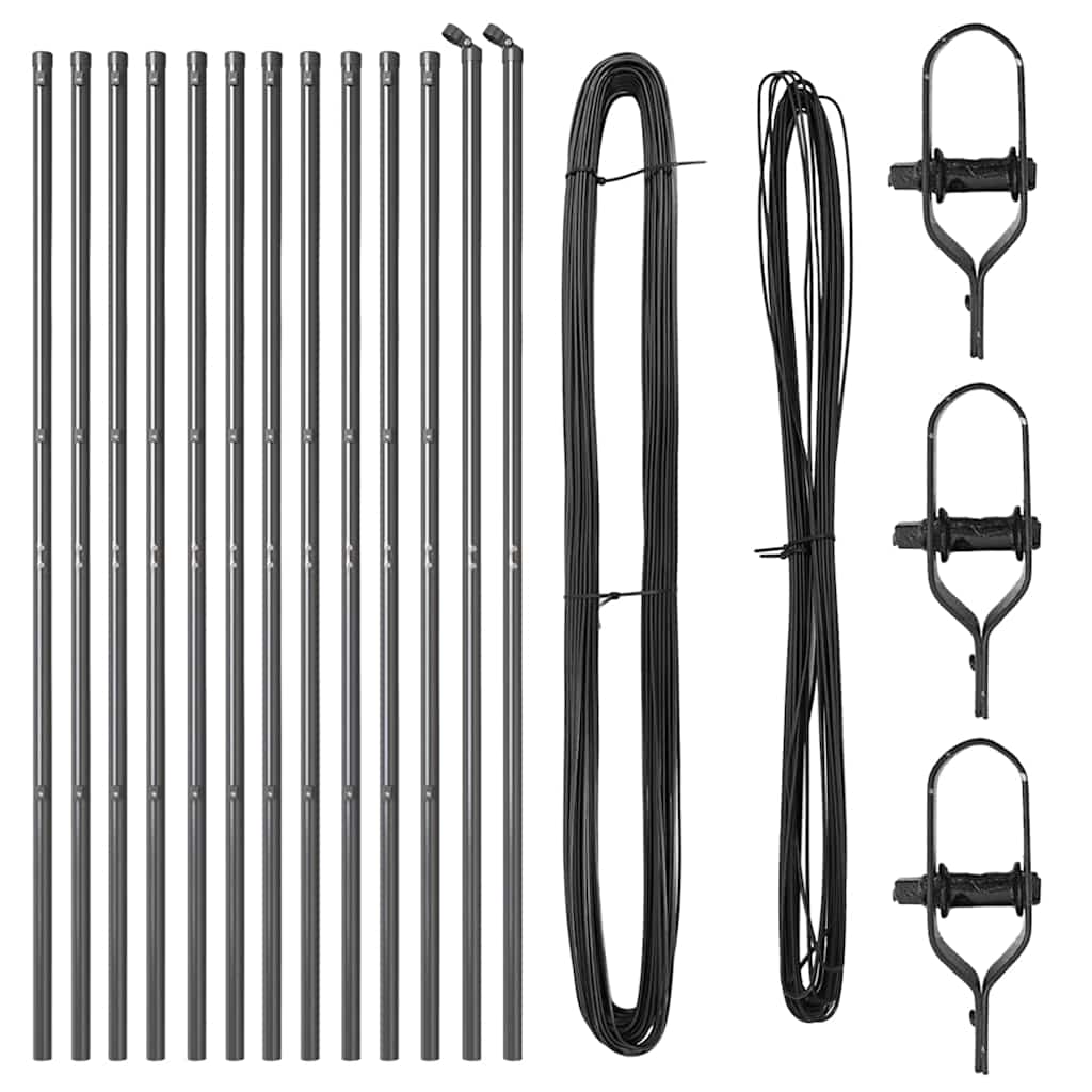 Vidaxl poteau de clôture 13 pcs acier gris