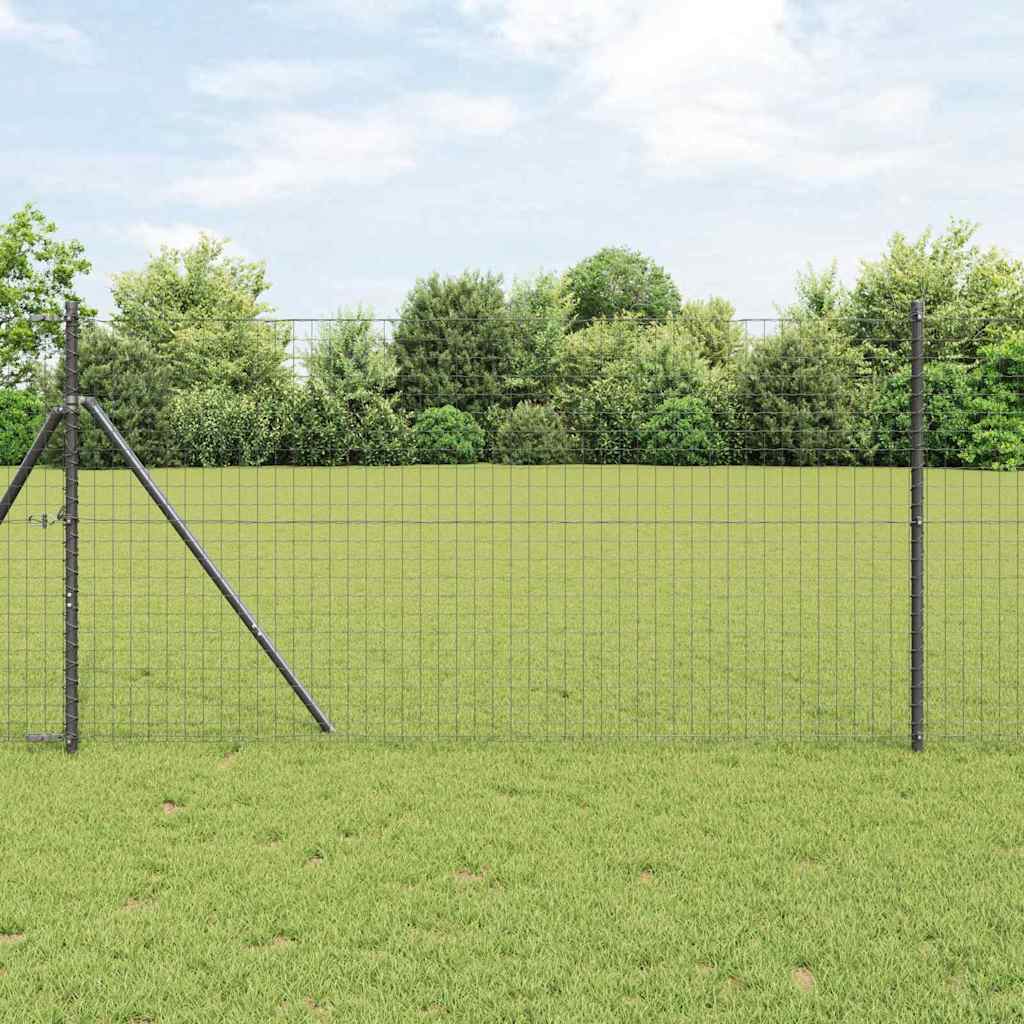 Vidaxl poteau de clôture 13 pcs acier gris