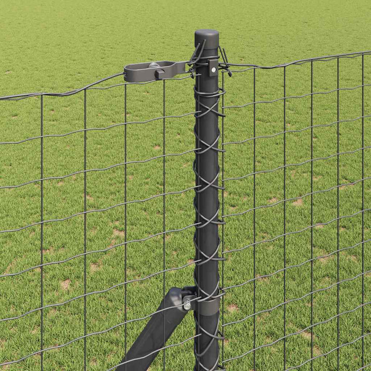 Vidaxl poteau de clôture 7 pcs acier gris