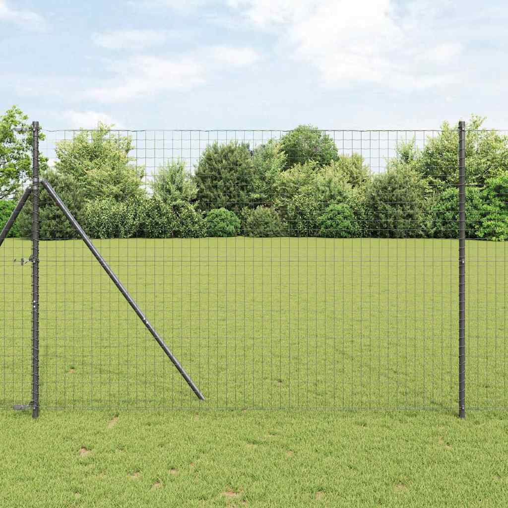 Vidaxl poteau de clôture 7 pcs acier gris
