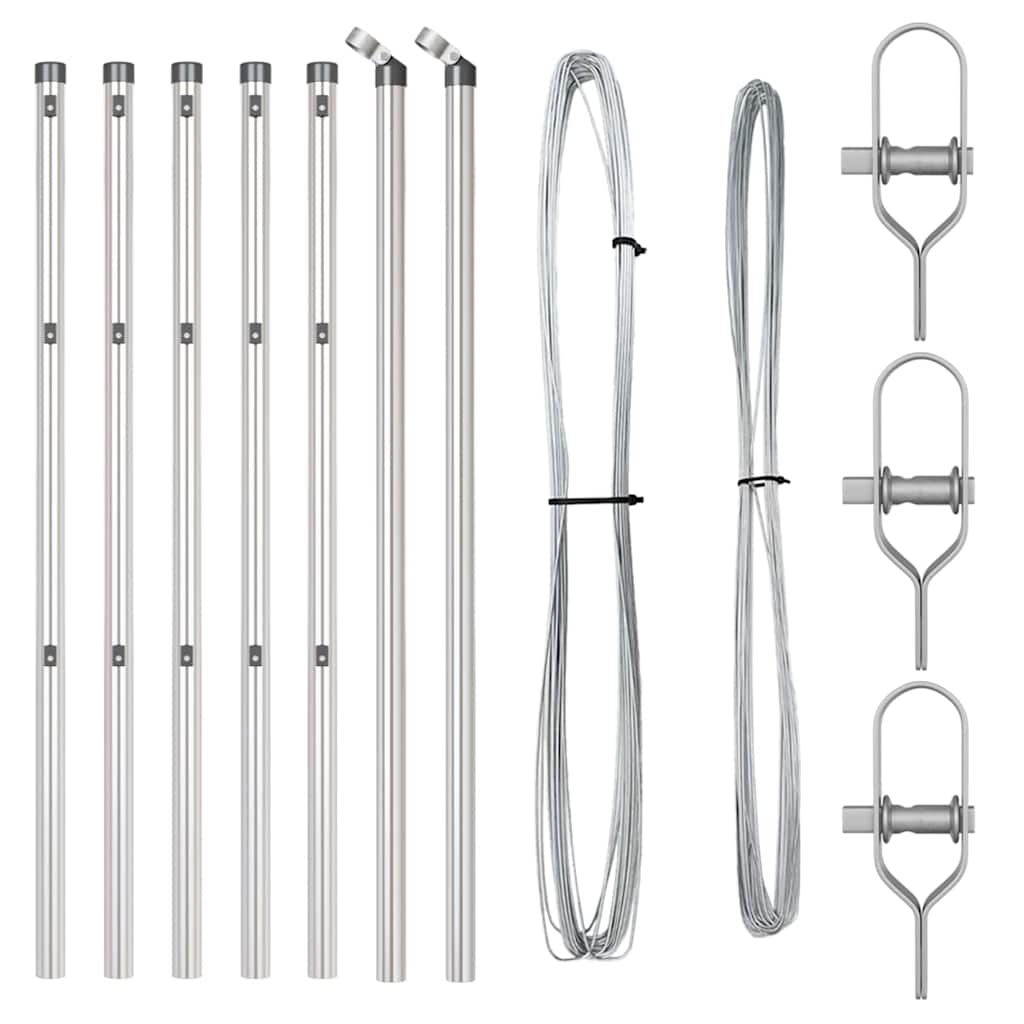 Vidaxl poteau de clôture 7 pcs acier argenté
