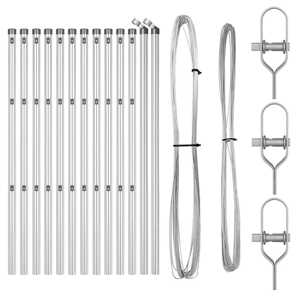 Vidaxl poteau de clôture 13 pcs acier argenté