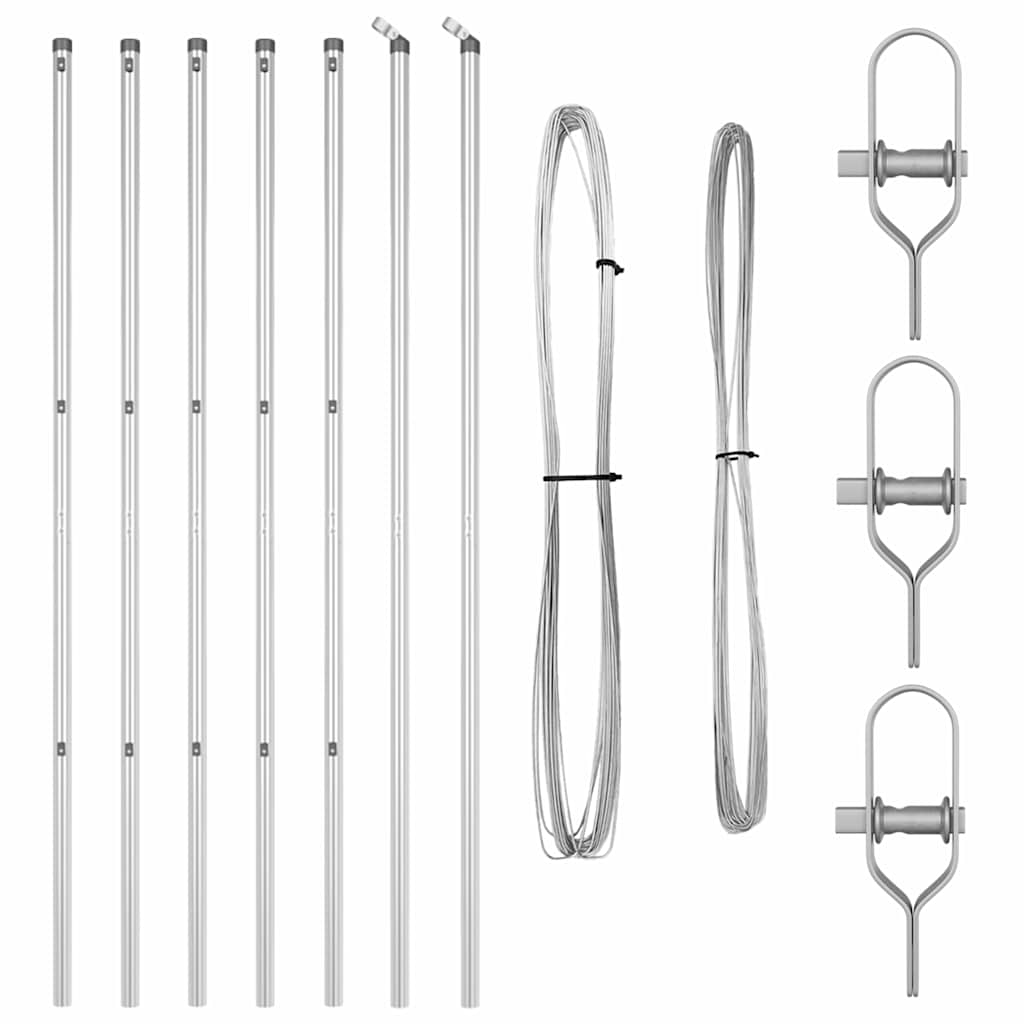 Vidaxl poteau de clôture 7 pcs acier argenté